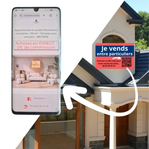 Panneau à vendre entre particuliers avec QR Code et site web dédié
